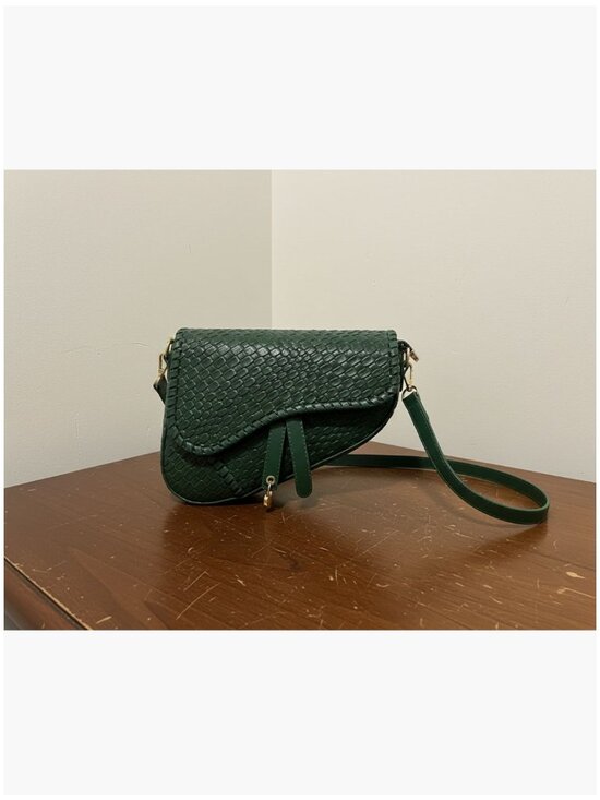 Handbags - Saddle Shoulder Bag Crossbody Satchel Handbag Woven Imitation Crocodile Leather